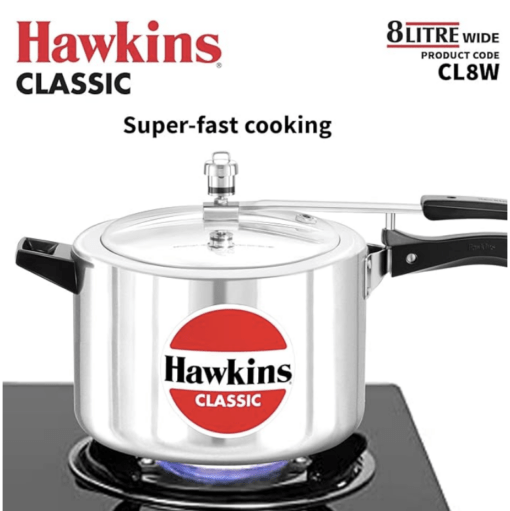 Hawkins Classic 8 Litre Aluminium Inner Lid Pressure Cooker, Wide Design Pan Cooker, Big Cooker, Silver (CL8W) - Image 4